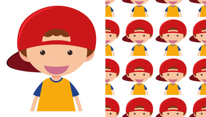 A seamless pattern on white of simple kid characters