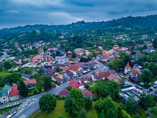 Fototapeta premium Panoramic view of Brasov city in a summer day in Transylvania, Romania