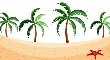 Landscape background with coconut trees on beach