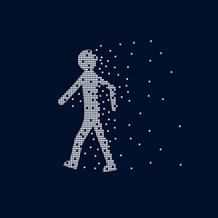 Man of pixels. The running man. Vector graphics