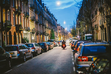 traffic in the city at night