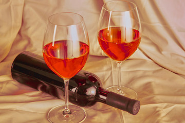 bottle of wine and glass on the table