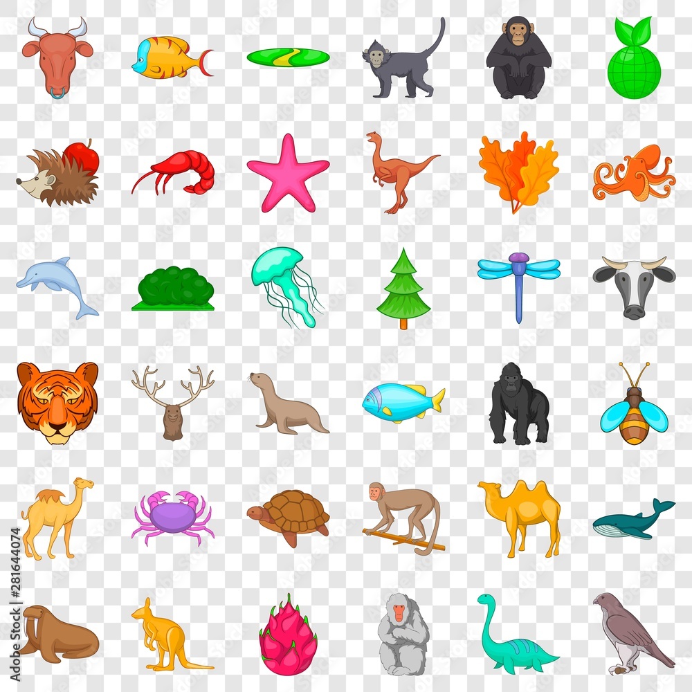 Poster snail icons set. cartoon style of 36 snail vector icons for web for any design