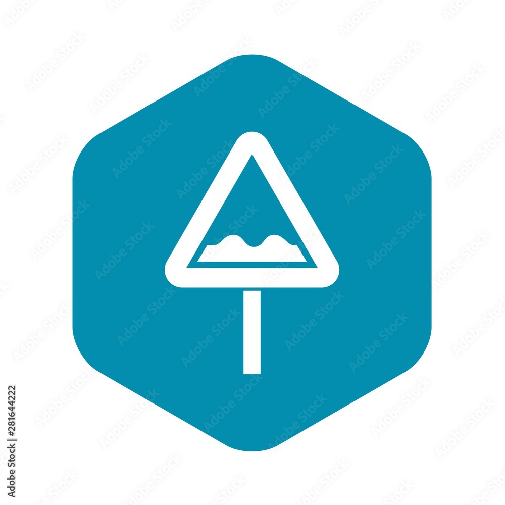 Aufkleber uneven triangular road sign icon. simple illustration of uneven triangular road sign vector icon for