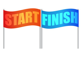 Banderas de meta, de comenzar y acabar.