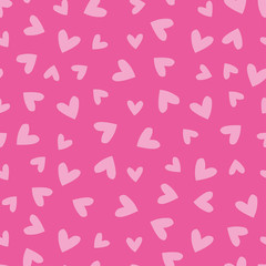 Pink seamless pattern with white hearts