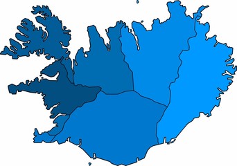 Blue outline Iceland map on white background. Vector illustration.