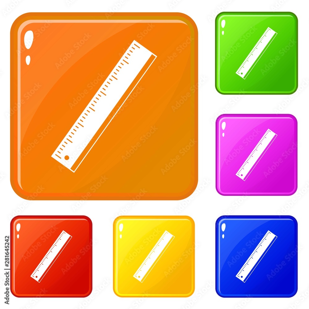 Poster yardstick icons set collection vector 6 color isolated on white background