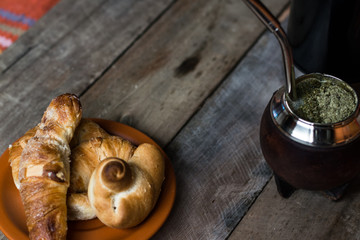 Bakery bills with yerba mate for breakfast or snack