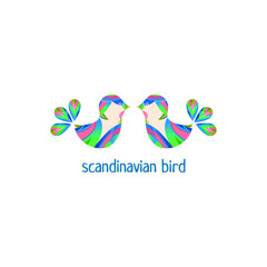 Colorful Scandinavian Bird on Light Background