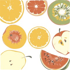 Fruit icons set.Healthy food.Vector illustration.fruit watermelon orange Apple