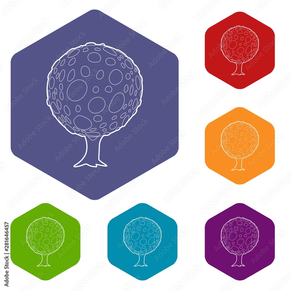 Poster round tree icon. outline illustration of round tree vector icon for web