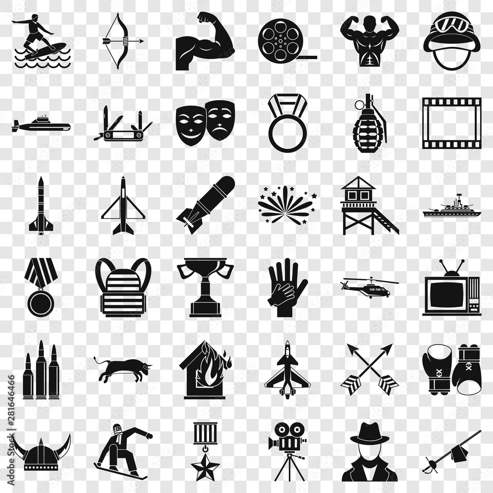 Poster award icons set. simple style of 36 award vector icons for web for any design