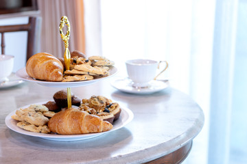 In the room, high tea set