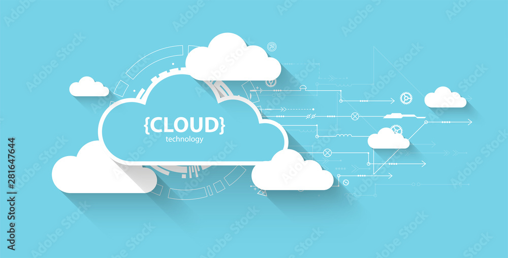 Poster web cloud technology, business abstract background.