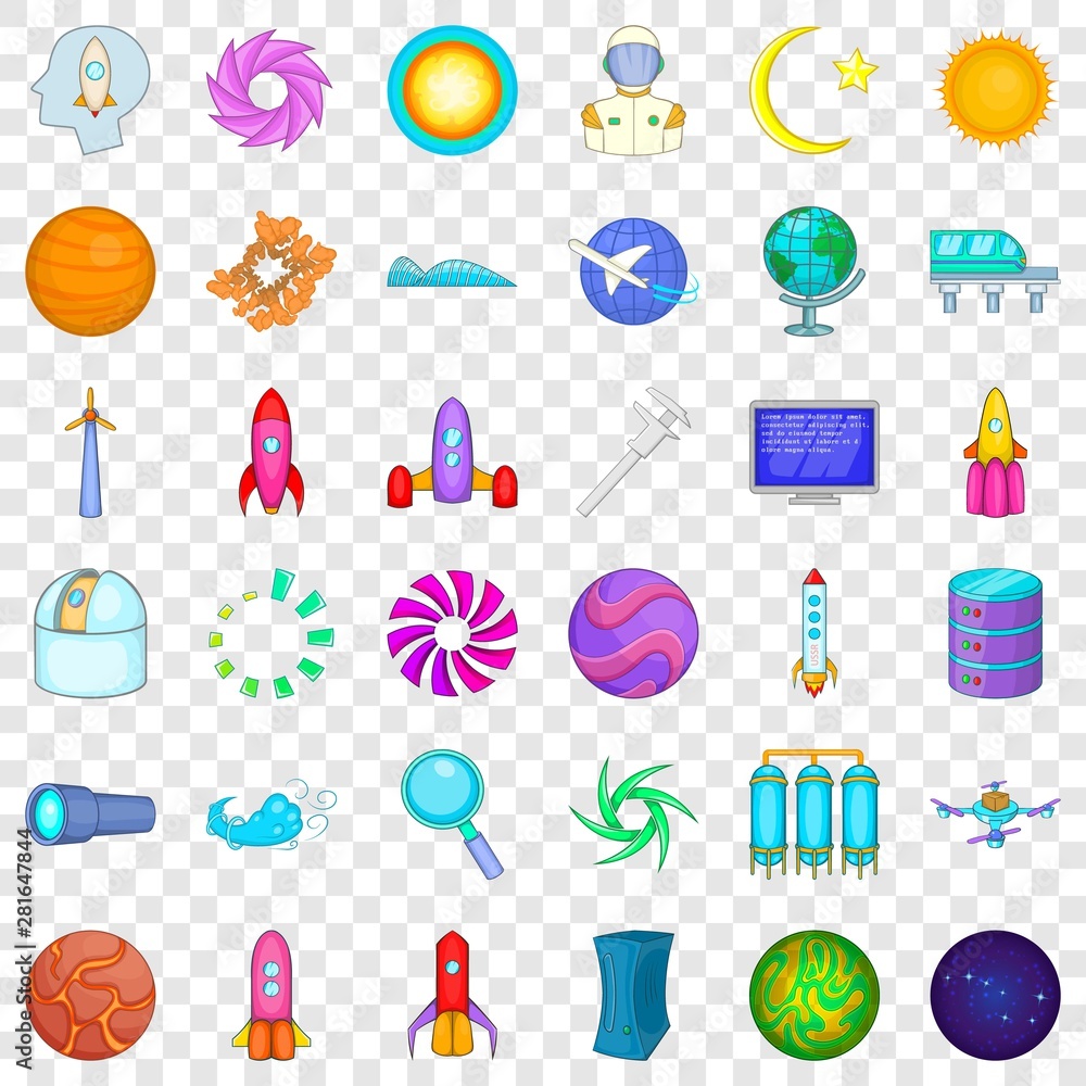 Poster compass icons set. cartoon style of 36 compass vector icons for web for any design