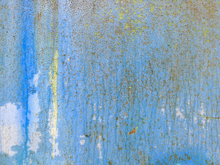 Blue rusty metal surface texture background, closeup metallic