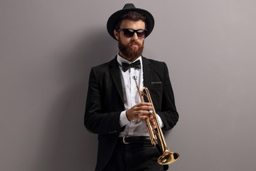 Male artist with a trampet