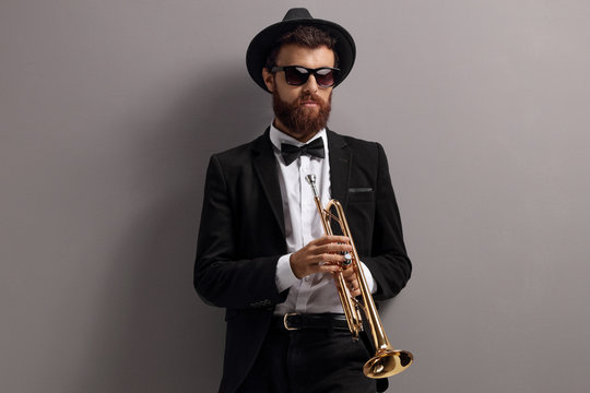 Male artist with a trampet