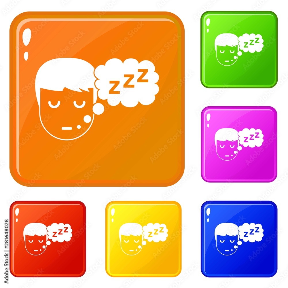 Canvas Prints Boy head with speech bubble icons set collection vector 6 color isolated on white background - Canvas Prints