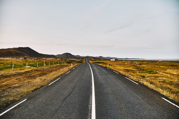 Fototapeta na wymiar Beautiful road in the incredible landscapes of Iceland