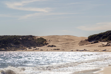 Beach and dune in Bolonia on the coast of Andalusia