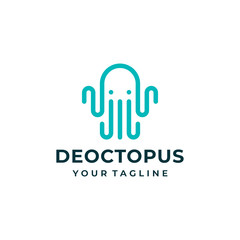 Octopus logo and icon design vector.