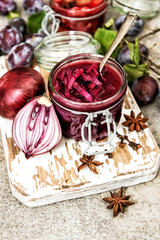 Red onion confiture spices Vegetable jam Preserving ingredients
