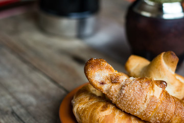 Bakery bills with yerba mate for breakfast or snack
