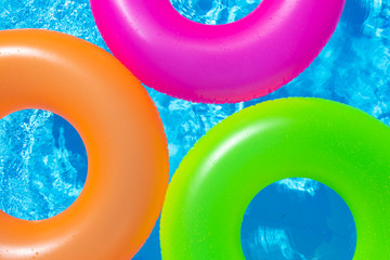 colorful floats in the pool