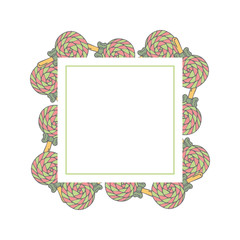 Frame template with doodle lollipops.