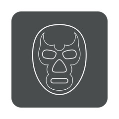 Icono plano lineal máscara lucha libre en cuadrado color gris