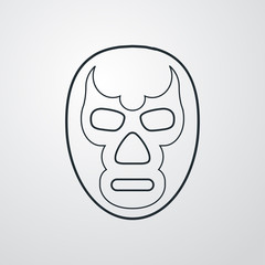 Icono plano lineal máscara lucha libre en fondo gris
