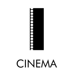 Logotipo con texto CINEMA con letra I como tira de película en color negro