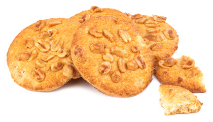 homemade cookies with peanut on white background