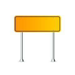 Road yellow traffic signs. Blank board with place for text. Mockup. Isolated information sign. Direction. Vector illustration