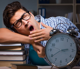 Student preparing for exams late night at home
