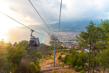  Cableway with sea and city views on the mountain