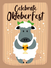 OktoberFest Cartoon Cute Animal Sheep October Beer Festival - Schaf Bier Oktober Fes