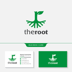 The roots letter R logo design template premium vector