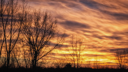 Sunset with fire color 