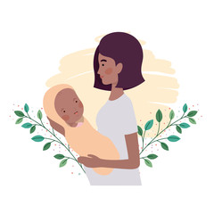 Isolated mother with baby design