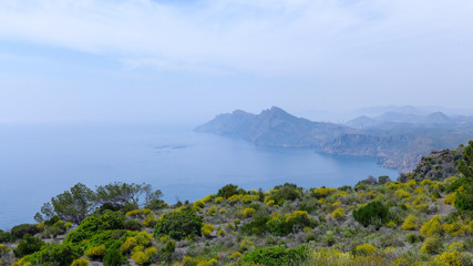 Panoramic view of the Mediterranean coast in Murcia, Spain