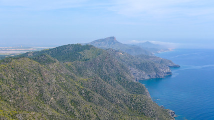 Fototapeta na wymiar Panoramic view of the Mediterranean coast in Murcia, Spain