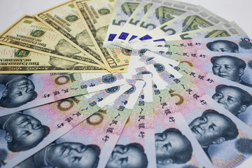 A lot of money. dollars euro and yuan. international financial relations