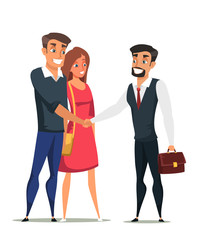 Buyers and real estate agent flat characters