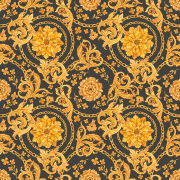 Golden baroque rich luxury pattern