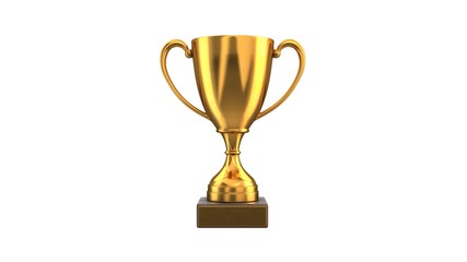 3D render of Gold Trophy Cup isolated on white