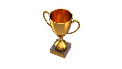 3D render of Gold Trophy Cup isolated on white