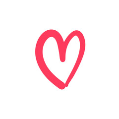 Hand drawn heart, love symbol doodle.
